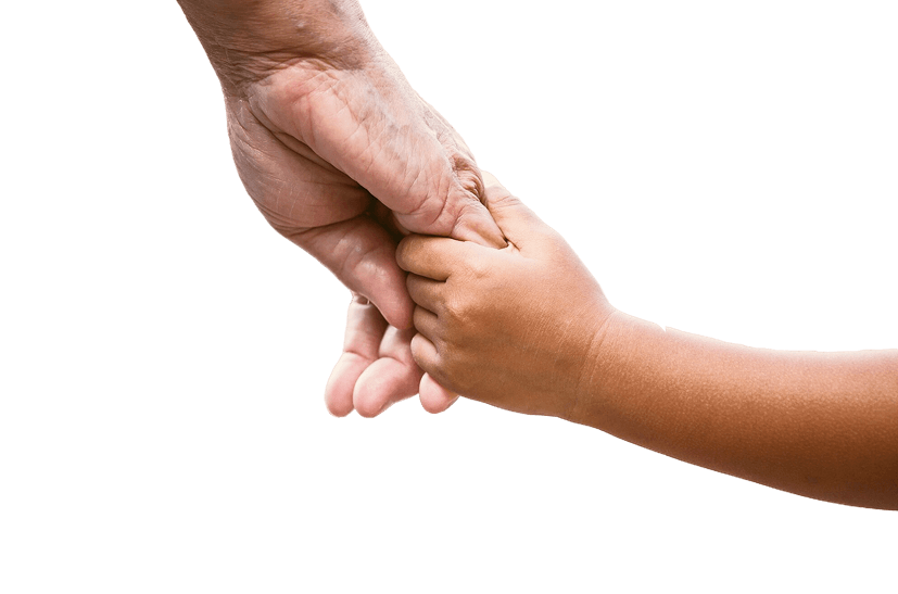 Adult and child hands holding